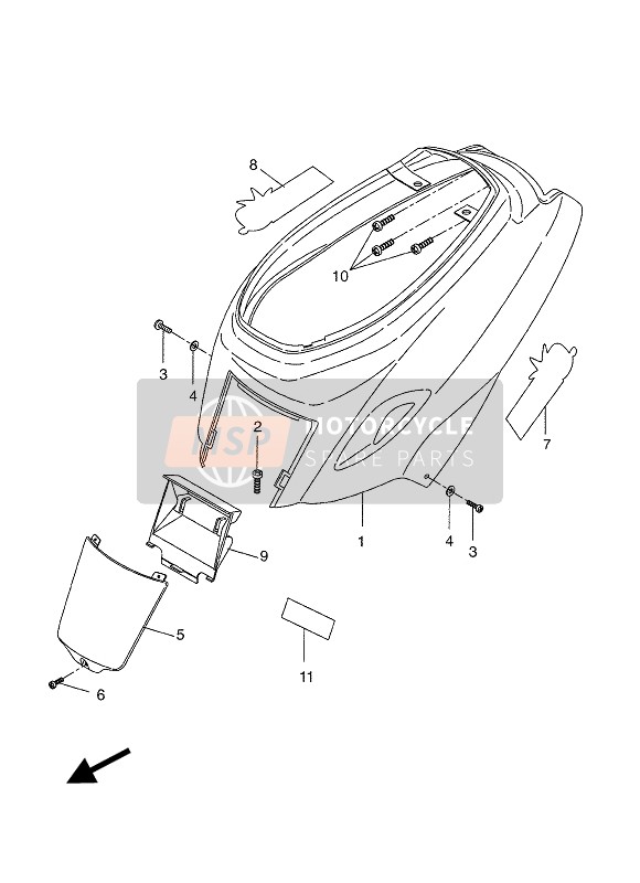 Yamaha CW50 BWS 2004 Coperchio laterale per un 2004 Yamaha CW50 BWS